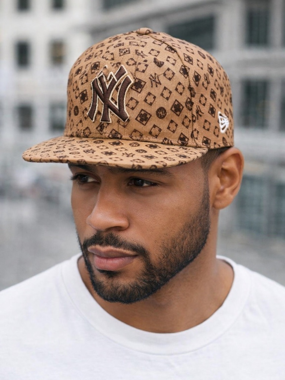NY Yankees New Era 59Fifty Hat 71/8 Brown Monogram MLB Authentic Streetwear Cap